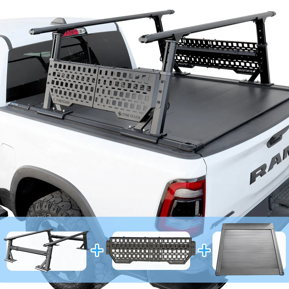 [2-in-1 Bundle] Silverado/Sierra 2500 3500 Retractable Tonneau Cover w/ Rack System