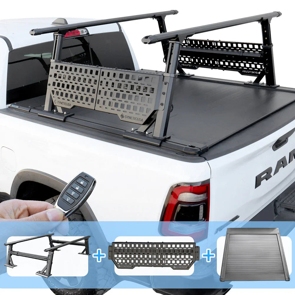 [2-in-1 Bundle] Silverado/Sierra 2500 3500 Retractable Tonneau Cover w/ Rack System