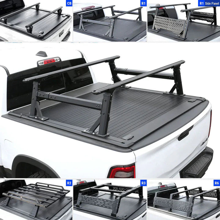 [2-in-1 Bundle] Ram 1500/2500/3500 Retractable Tonneau Cover w/ Rack System