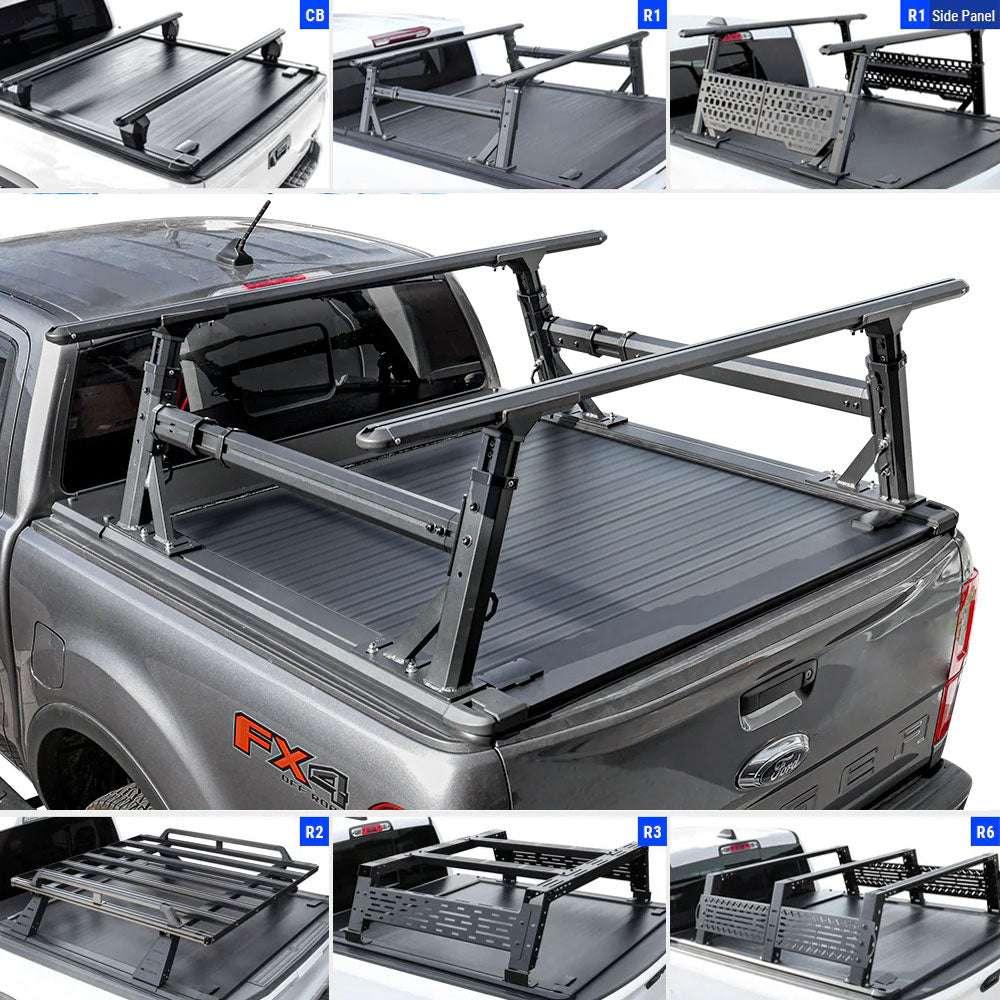 [2-in-1 Bundle] Ford Ranger Retractable Tonneau Cover w/ Rack System