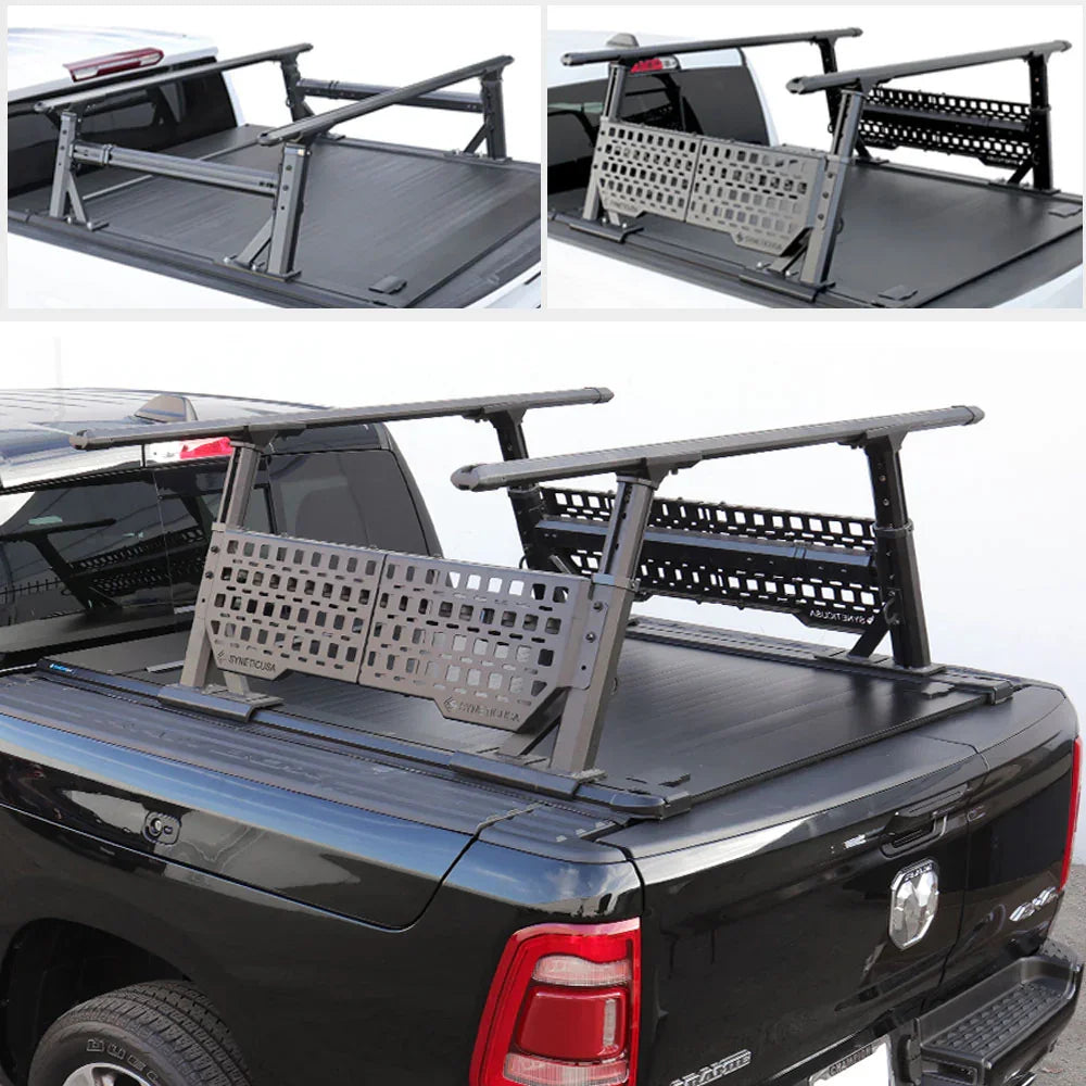 [2-in-1 Bundle] RAMBOX 1500/2500/3500 Retractable Tonneau Cover w/ Rack System