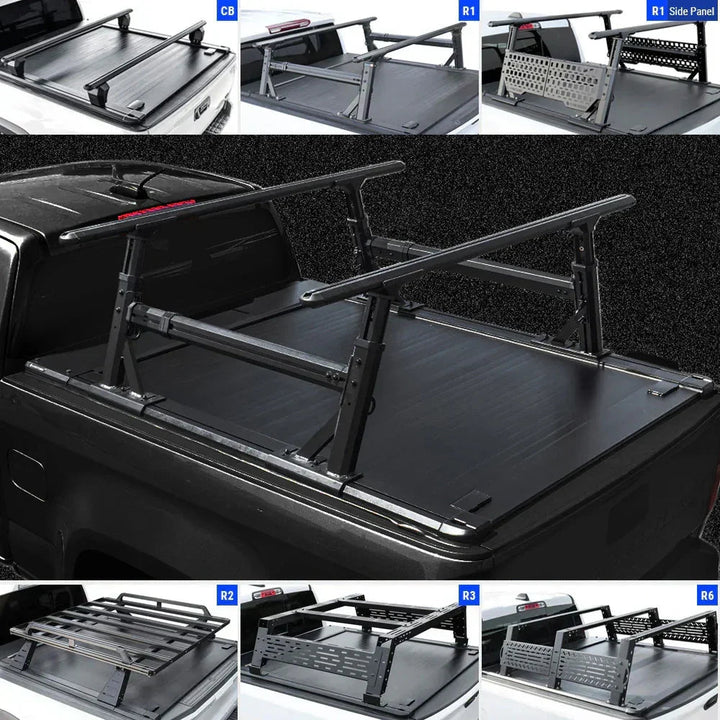 [Stealth Black 2-in-1 Bundle] Silverado/Sierra 1500 Retractable Tonneau Cover w/ Rack System