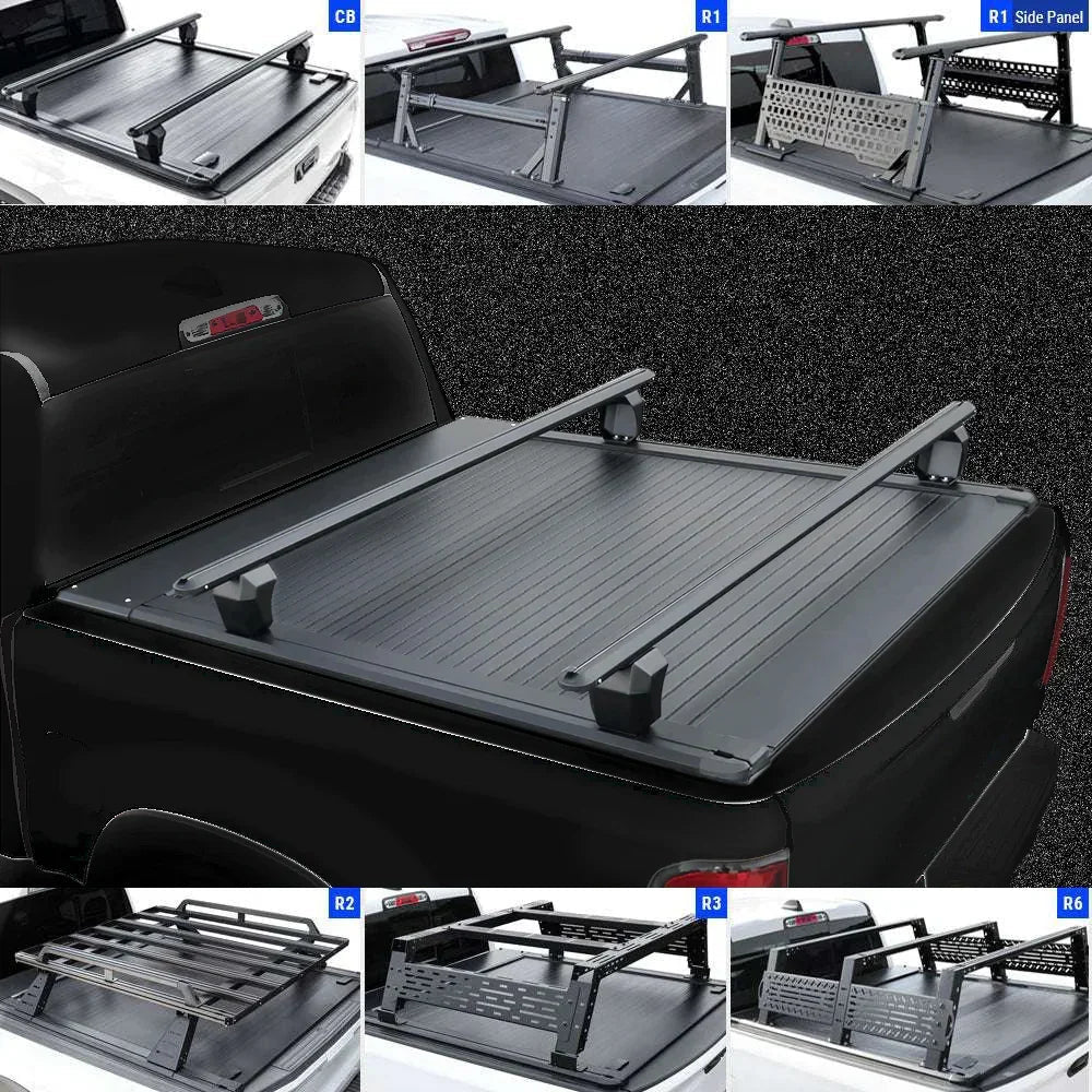 [Stealth Black 2-in-1 Bundle] Ford F-150 Retractable Tonneau Cover w/ Rack System