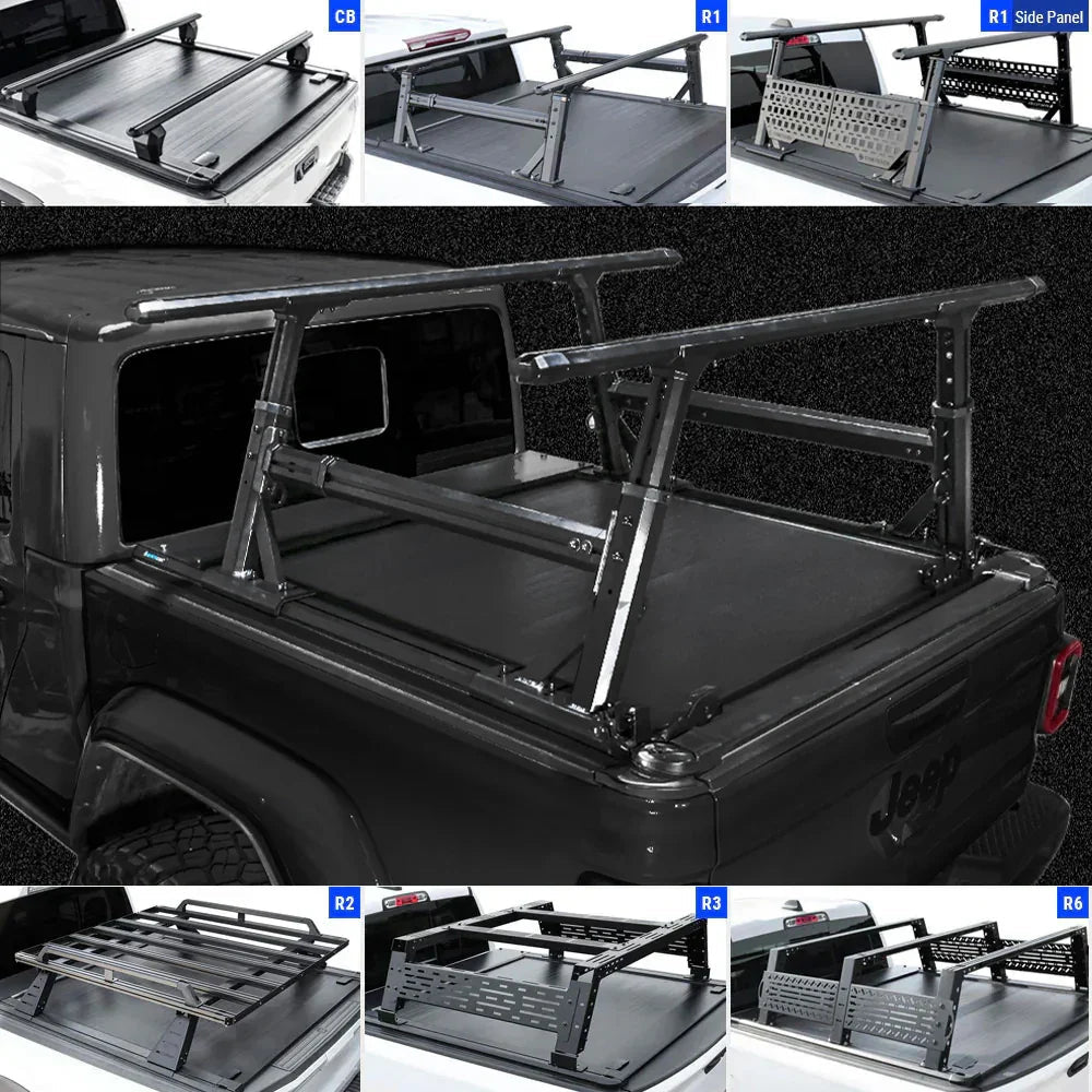 [Stealth Black 2-in-1 Bundle] Gladiator Retractable PRO Tonneau Cover w/ Rack System