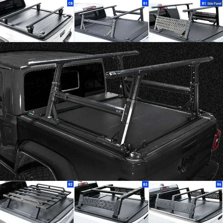 [Stealth Black 2-in-1 Bundle] Gladiator Retractable PRO Tonneau Cover w/ Rack System