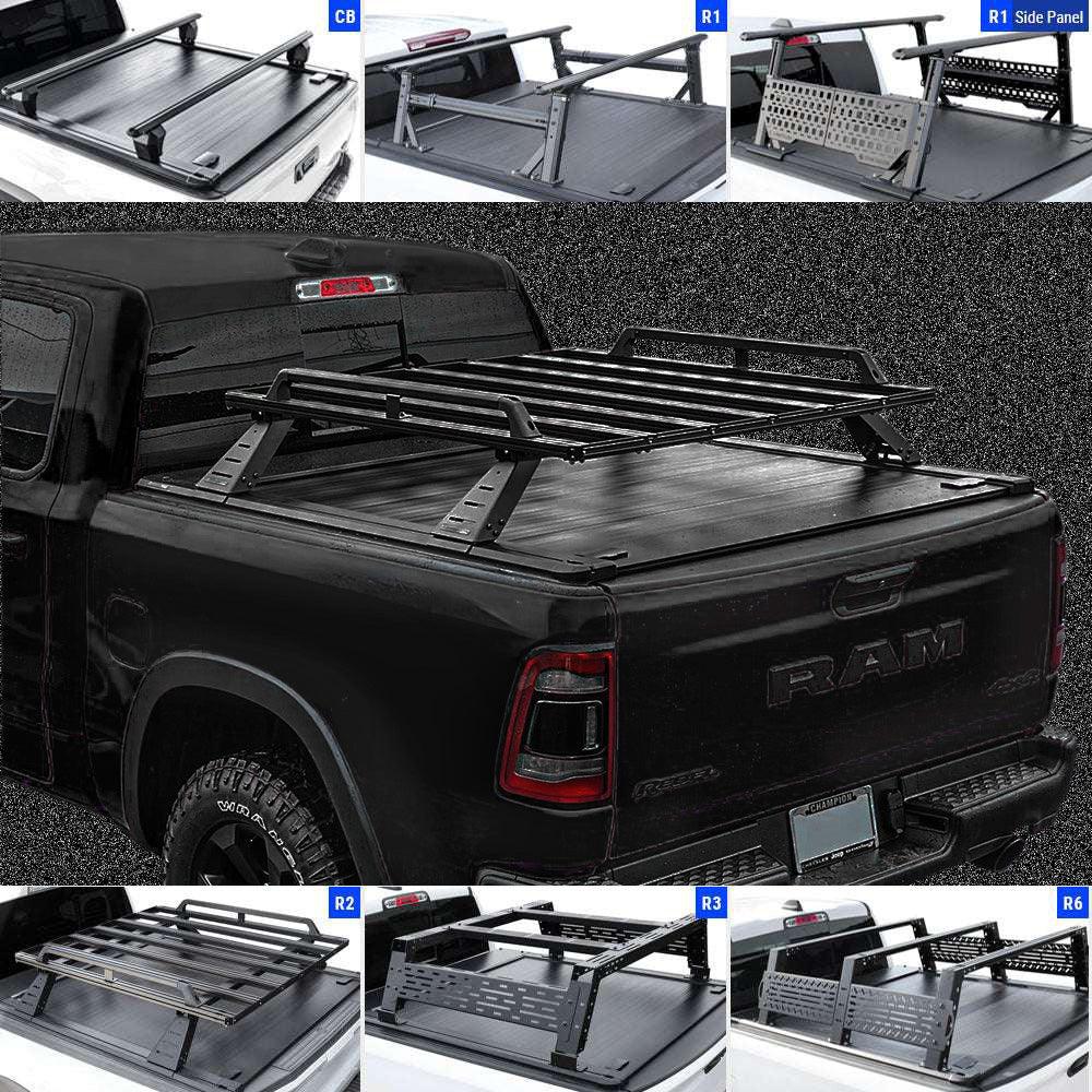 [Stealth Black 2-in-1 Bundle] Ram 1500/2500/3500 Retractable Tonneau Cover w/ Rack System