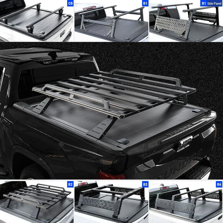 [Stealth Black 2-in-1 Bundle] Toyota Tundra Retractable Tonneau Cover w/ Rack System
